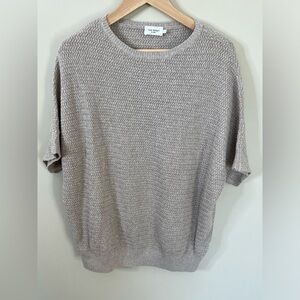 The Reset R Label Linen Blend Short Sleeve Sweater Beige Size Large